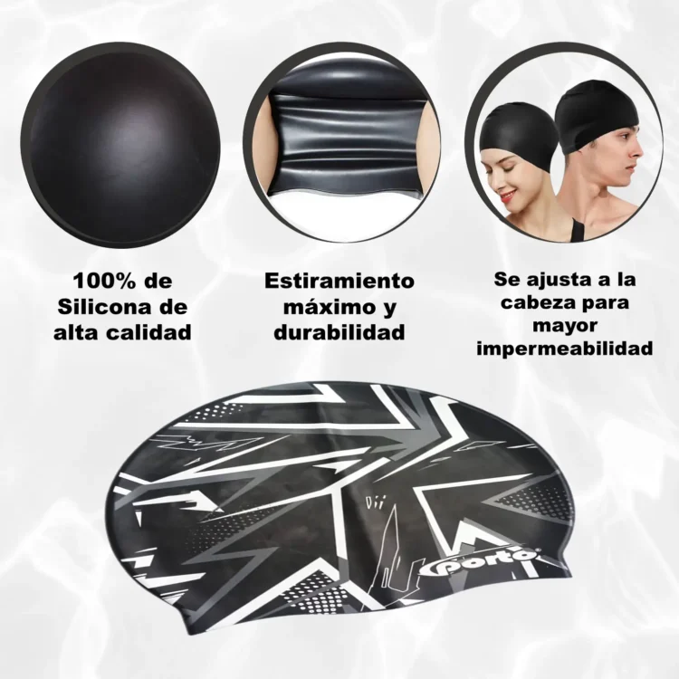 GORRO PARA NATACIÓN DISEÑO ELÉCTRICO ESTÁNDAR PORTO - Imagen 8