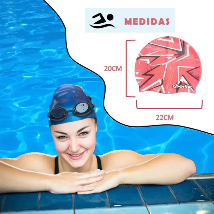 GORRO PARA NATACIÓN DISEÑO ELÉCTRICO ESTÁNDAR PORTO - Imagen 6