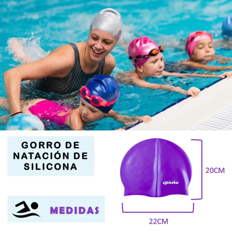 GORRO PARA NATACIÓN SILICONA TALLA ESTÁNDAR PORTO - Imagen 4