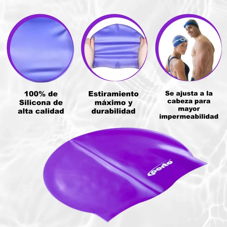 GORRO PARA NATACIÓN SILICONA TALLA ESTÁNDAR PORTO - Imagen 3