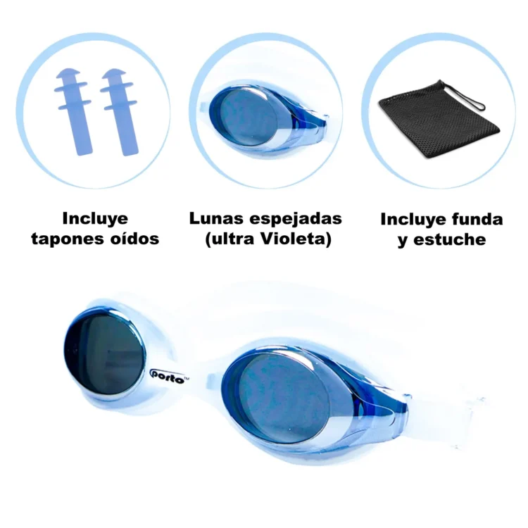 LENTES PARA NATACIÓN ARROW MIRROR PORTO PARA ADULTO - Imagen 2